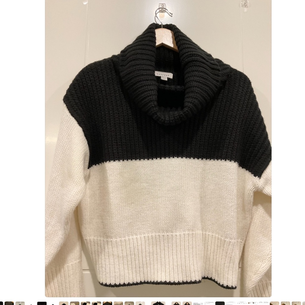 TOPSHOP  Sweater Black & White Size Extra Small